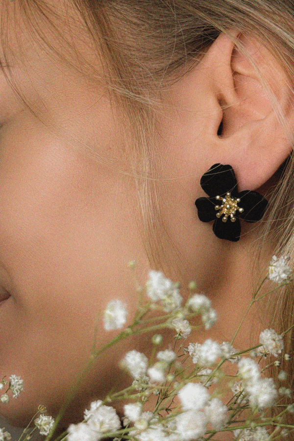 KOLCZYKI BLACK FLOWERS