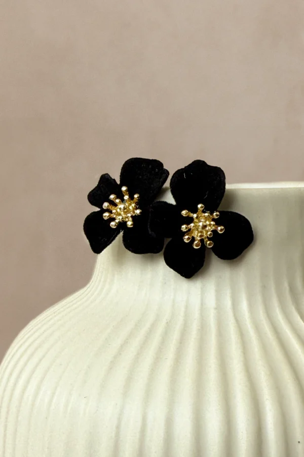 KOLCZYKI BLACK FLOWERS